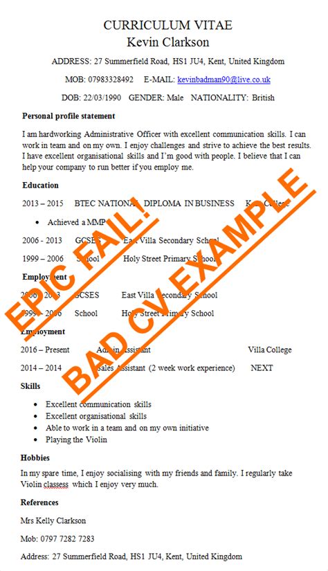 Earlier declaration in cv or resume was an essential element but it has somewhere become less relevant in contemporary times. example-of-a-bad-cv