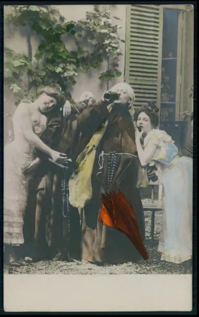 french nude woman prostitute and male priests monk original 1900s photo postcard 35 00 picclick
