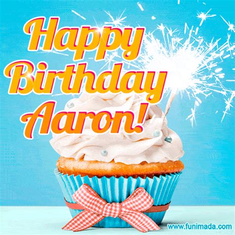 Happy Birthday Aaron Elegant Cupcake With A Sparkler