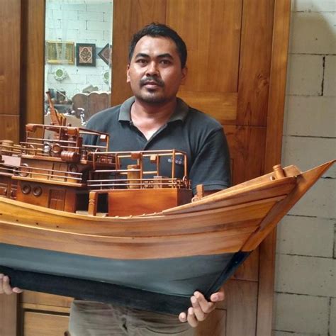 Jual Miniatur Replika Kapal Laut Nelayan Tradisional Kayu Jati Shopee