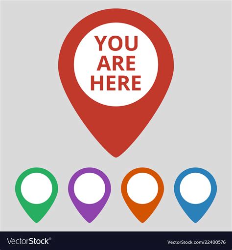 Marker Location Icon With You Are Here Text Vector Image