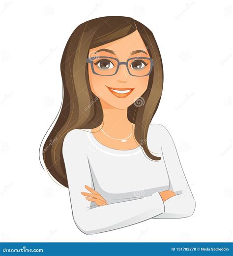 Smiling Young Woman Wearing Glasses Stock Vector Illustration Of Casual Lips 151782278