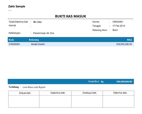 Contoh Bukti Transaksi Kas Masuk Dan Kas Keluar Bagikan Contoh