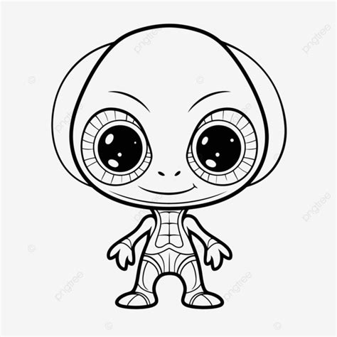 Coloriage Extraterrestre Mignon Dessin Croquis Gratuit Vecteur PNG