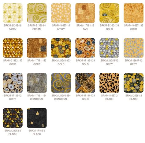 Robert Kaufman Gustav Klimt Fat Quarter Bundle W Metallic Gold