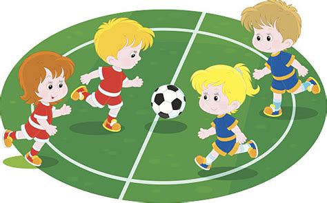 Girl Playing Football With Boys Illustrations Royalty Free Vector