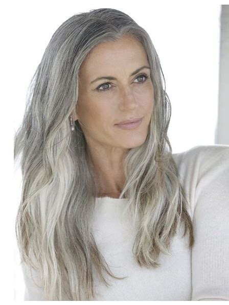 Long Straight Lace Front Silver Grey Hair Wig Uk