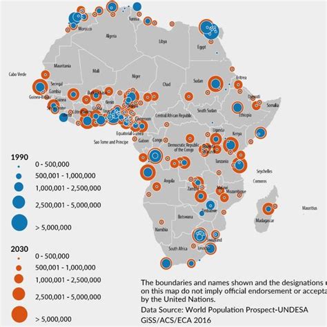 Map Showing The Largest Cities By Population In Africa Download