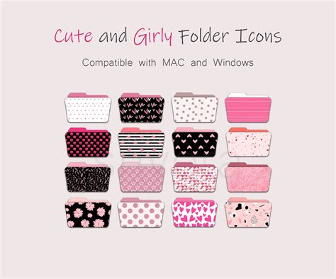 16 Cute Folder Icons For Mac And Windows Desktop Customization Pink Desktop Folders Customize