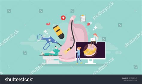Modern Endoscopy Healthcare Technology Tiny People Character Concept