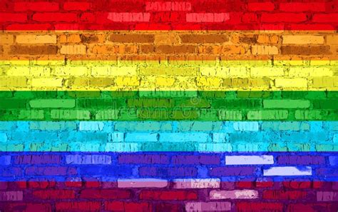 Brick Wall With Painted Flag Of Lgbt Stock Illustration Illustration