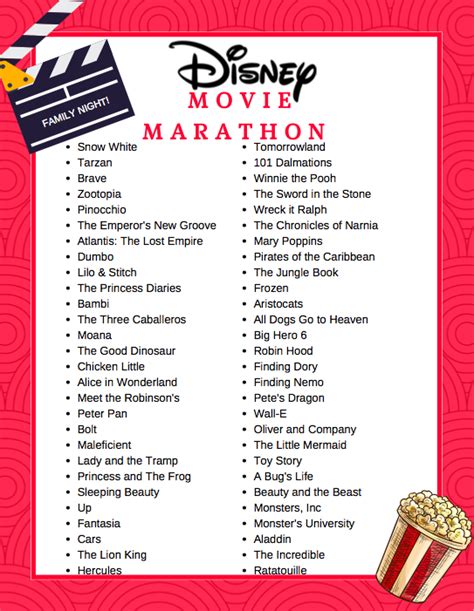 13 new disney movies you'll want to see in theaters this year. Free Printable Disney Movie Marathon List | Disney movie ...
