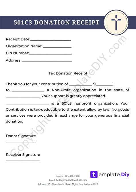 A C Donation Receipt Template Is Mostly Used By A Non Profit Organization That Receives Tax