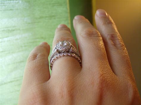 antique-style-round-halo-diamond-engagement-ring-and-bezel-eternity