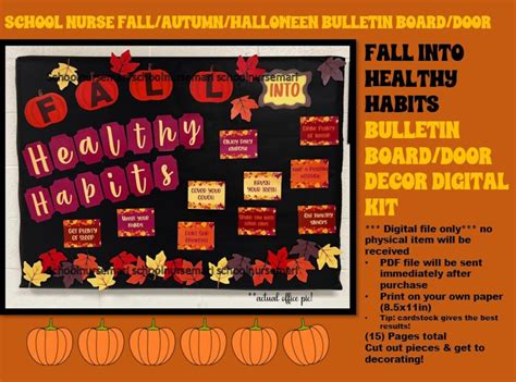 Fall Into Healthy Habits Bulletin Boarddoor Decor Kit For Nurses