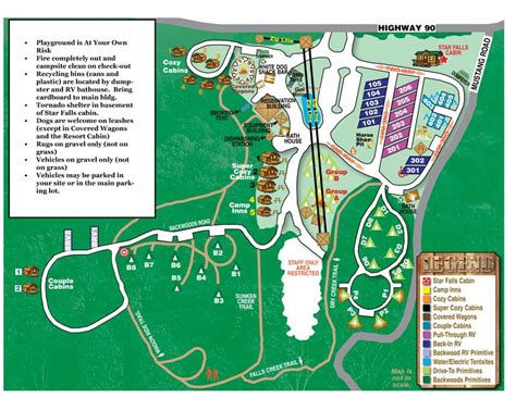 Site Map Falls Creek Cabins And Campground