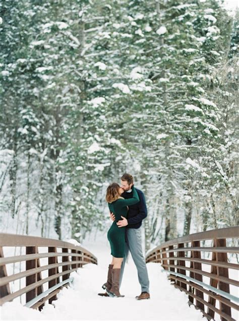 A Snowy Engagement Session Thatll Warm Your Heart Aisle Society