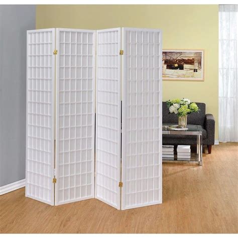 Benjara Contemporary Style 58 Ft White 4 Panel Folding Room Divider