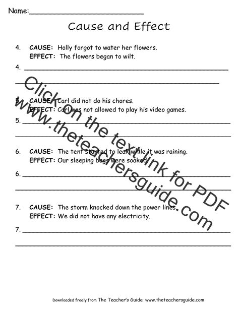 Cause And Effect Worksheets From The Teachers Guide