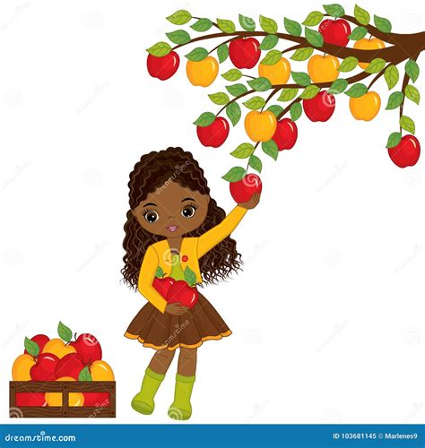 Dad And Son Picking Apples In The Garden Vector Character Orchard