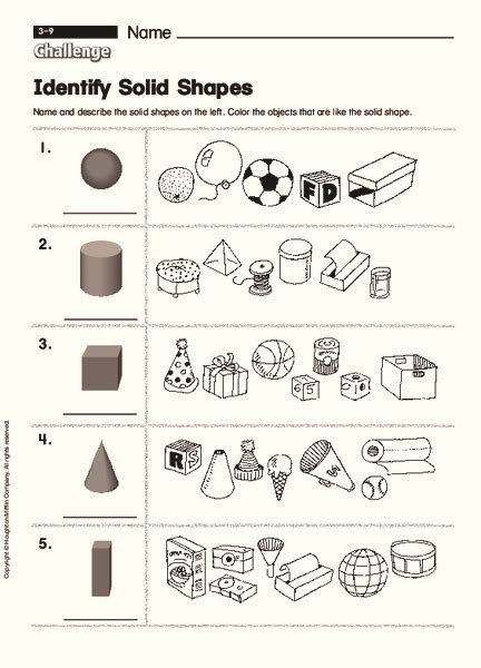 Identify Solid Shapes Worksheet For 2nd 3rd Grade Lesson Planet