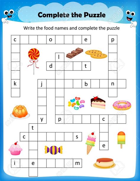 Worksheet - Complete The Crossword Puzzle Sweets Worksheet For - Worksheet On Puzzle - Printable ...
