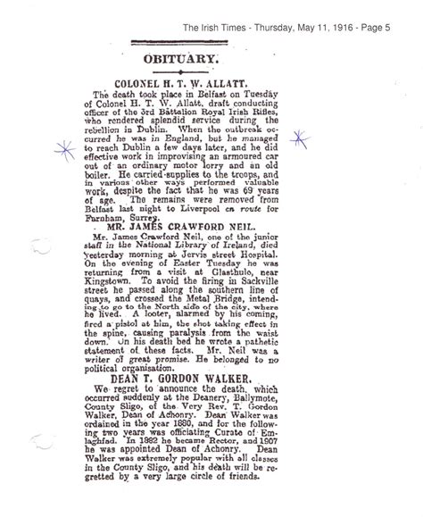 Obituary of Colonel Allatt | Easter rising, Irish times, Obituaries