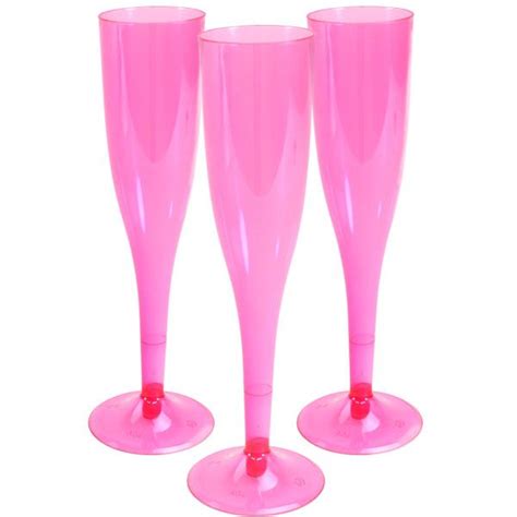 Hot Pink Plastic Champagne Glasses 162ml £7 99 18pk Party Shop Fancy Dress Spa Party