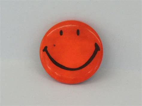 Smile Face Pin Smiley Face Pin Original Vintage 70s Orange Smile Face