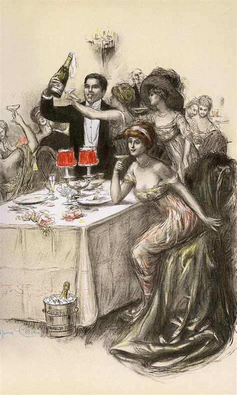 Enjoying Bubbly At A Party Drawing By Mary Evans Picture Library Fine