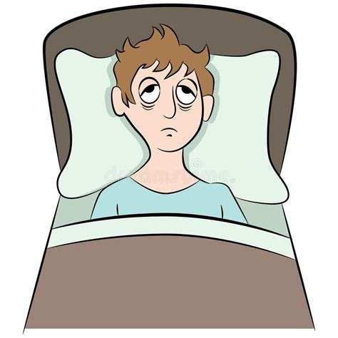 Insomnia Trying To Sleep Man Cartoon Stock Vector Illustration Of