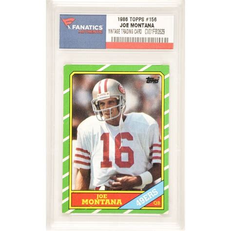 Joe montana's official rookie card is his 1981 topps #216 card. San Francisco 49ers Joe Montana 1986 Topps #156 Card - NFLShop.com