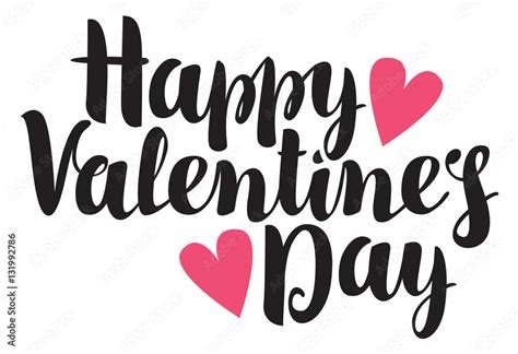 Vector Inscription Happy Valentines Day With Hearts Vector De Stock
