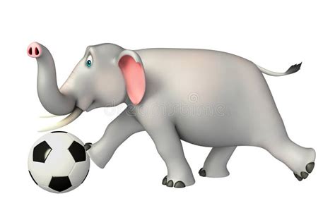 Fun Elephant Cartoon Character With Football Stock Illustration