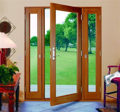 Three Panel Glass Doors With Side Panels That Open Vented Sidelight