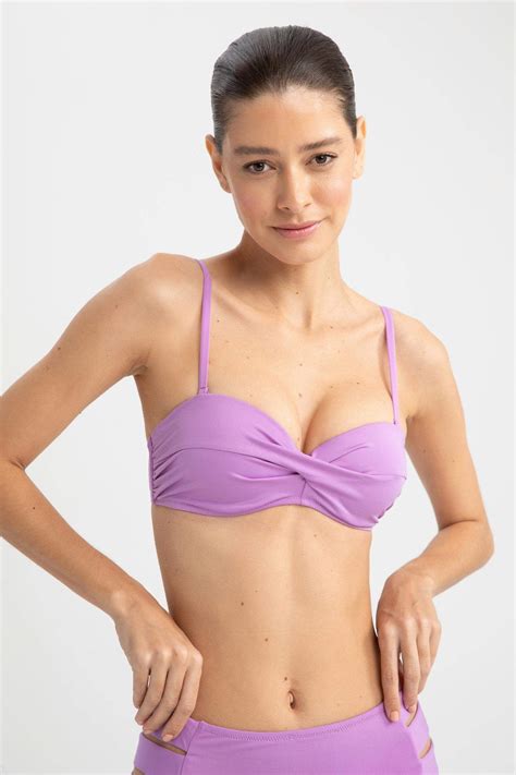 Purple Woman Regular Fit Strappy Bikini Top 2418324 Defacto