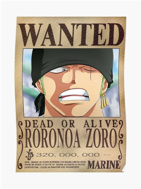 Cantik Roronoa Zoro Bounty Poster Koleksi Poster
