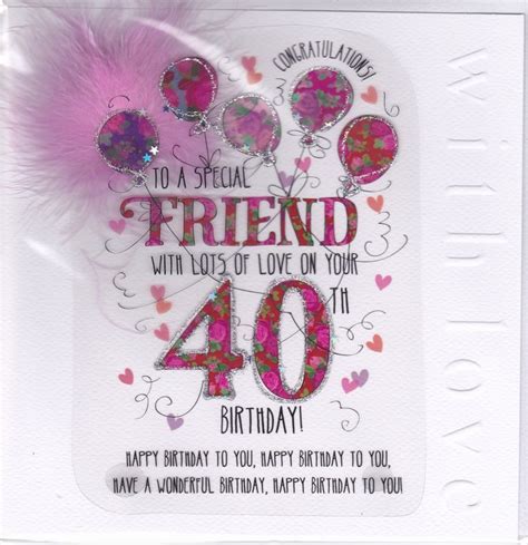 Handmade Friend 40th Birthday Card Large Luxury Birthday Card