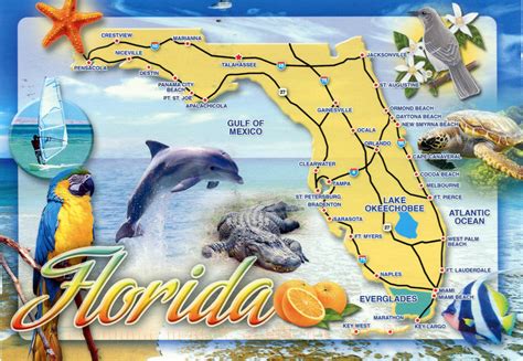 Detailed Tourist Map Of Florida State Florida State Detailed Tourist