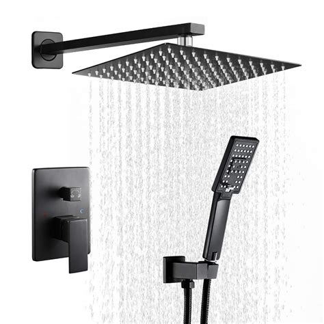 buy rovate matte black shower faucet set wall bathroom rain mixer shower combo set shower