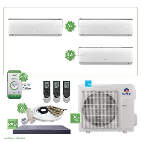 Gree Gen Smart Home Triple Zone Btu Ton Ductless Mini Split