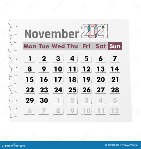 Ansiedad Generalmente Es Calendario Noviembre En Blanco Penélope Más