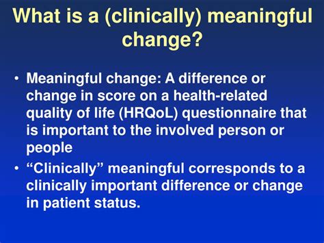 Ppt Clinically Meaningful Change And Clinical Relevance Of The