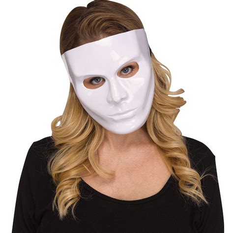 Solid Blank Female Anonymous Halloween Costume Face Mask White One