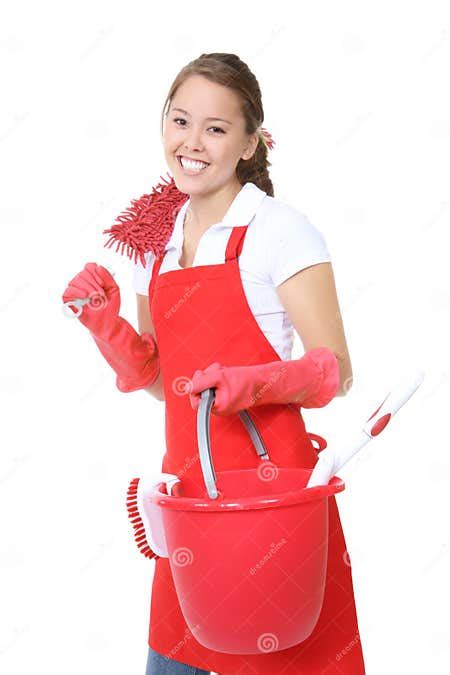 Cute Maid With Cleaning Supplies Stock Photo Image Of Happy Home