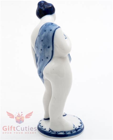 Gzhel Russian Handpainted Porcelain Folk Figurine Naked Woman In A Sauna Ebay