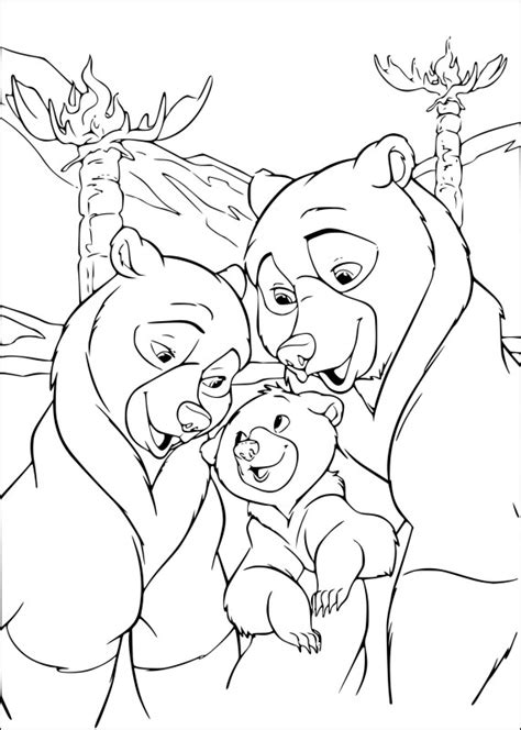 Coloriage Famille Frère des ours gratuit à imprimer