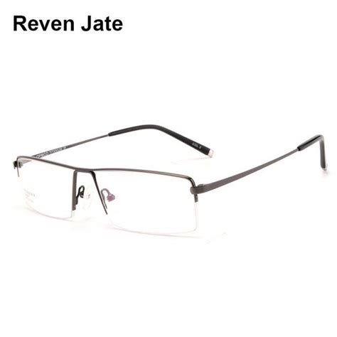 Reven Jate Spectacles Optical Business Titanium Eyeglasses Frame For Men Eyewear Semi Rimless