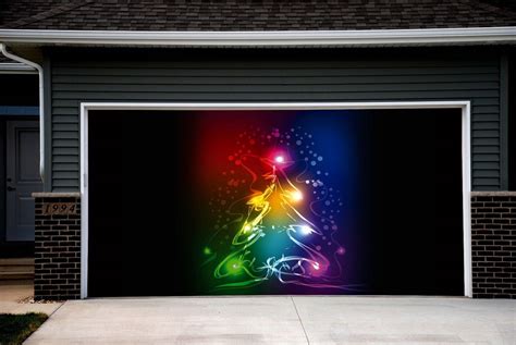 Christmas Tree Wall Art Christmas Double Garage Door Cover Etsy
