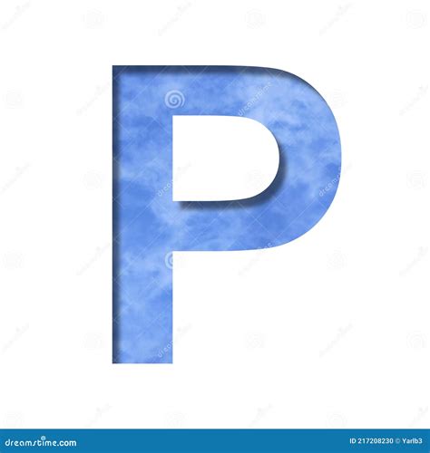 Font On Blue Sky Letter P Cut Out Of Paper On A Background Of A Bright